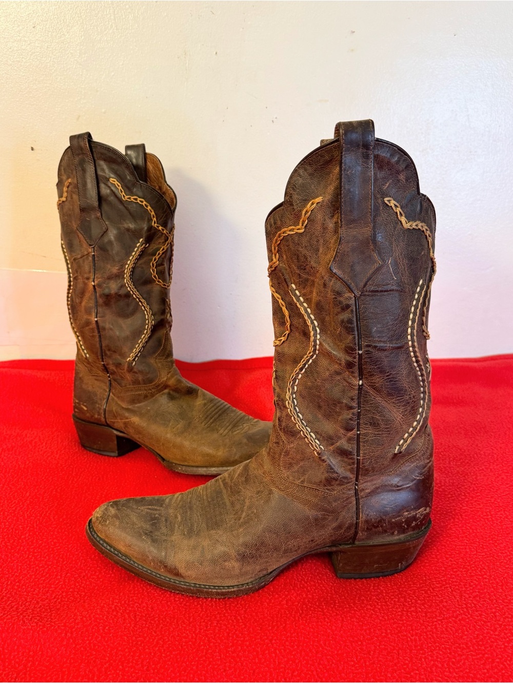 Dan Post Cowboy Boots Albany Round Toe Mens Size 10 D Brown Leather Western